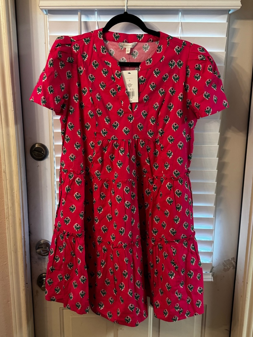 crown & ivy Bright Pink Floral Tiered Girls Dress NWT***